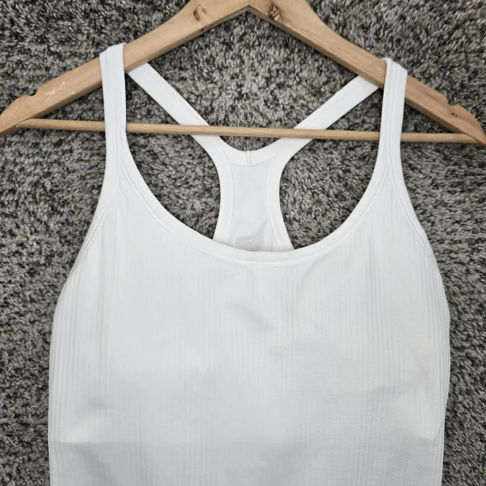 Lululemon Top Womens 12 White Ebb To Street Tank II Stretch Yoga Racerback - Picture 4 of 8